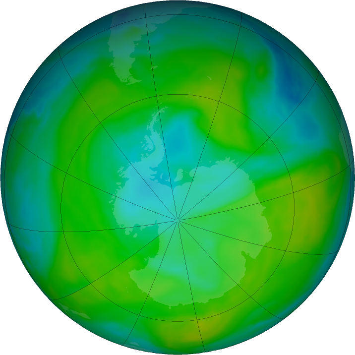 Antarctic ozone map for 13 December 2017